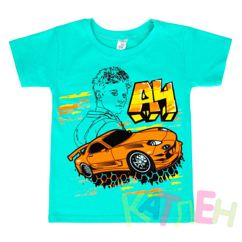 Футболка детская А4 бирюзовая -  оптом